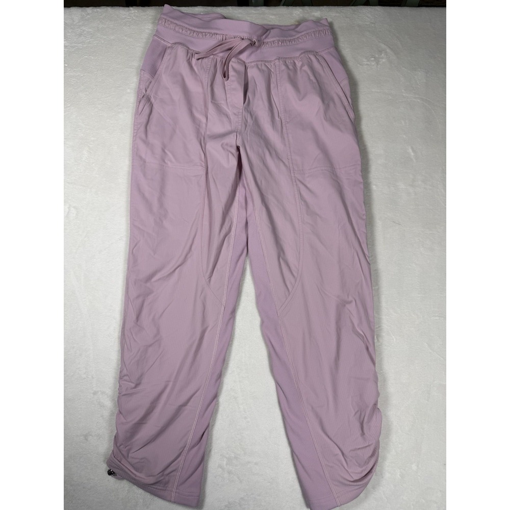 Lululemon Dance Studio Mid Rise Cropped Pant Pink Peony Size 6 Ruched Hem - Picture 8 of 8